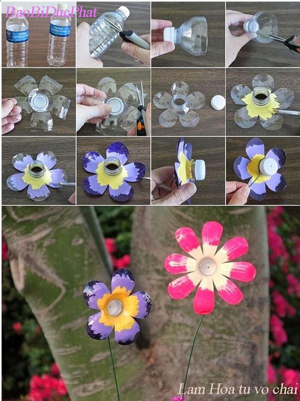 Làm bông hoa từ vỏ chai nhựa