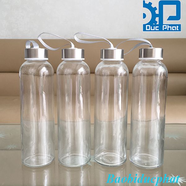 Bộ 4 bình thủy tinh dây xách nắp bạc 500ml