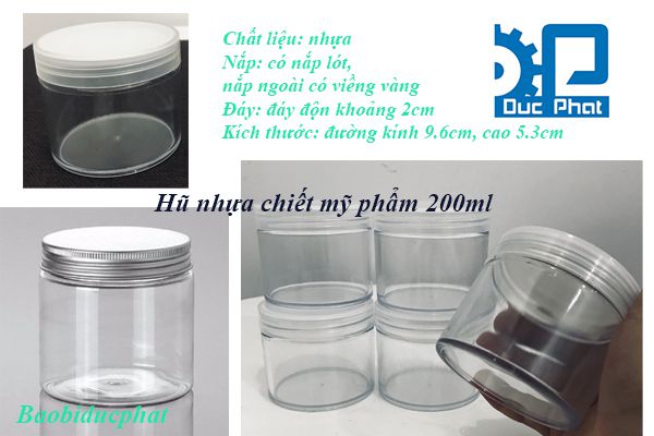 Hũ nhựa chiết mỹ phẩm 200ml