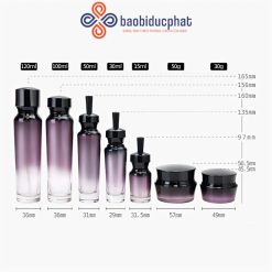 Bộ hũ kem thủy tinh cao cấp màu tím nhiều dung tích