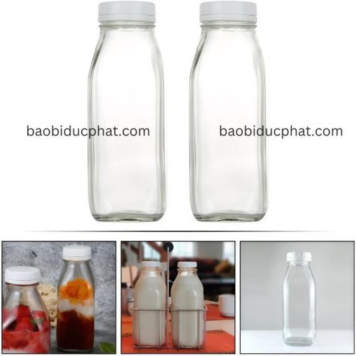 Chai đựng sữa thủy tinh trong suốt 500ml