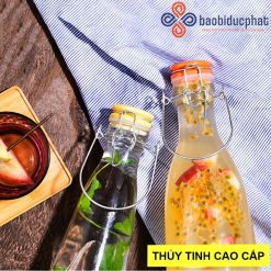 Chai thủy tinh cao cấp nắp sứ gọng sắt dung tích 500ml 1000ml