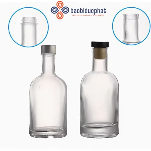 Chai thủy tinh đựng rượu Vodka trong suốt 750ml