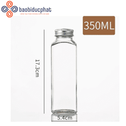 Chai thủy tinh trong suốt có nắp nhôm đựng đồ uống 350ml