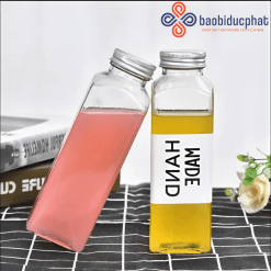 Chai thủy tinh trong suốt có nắp nhôm đựng đồ uống 350ml