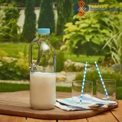 Chai thủy tinh trong suốt đựng sữa có tay cầm 1000ml