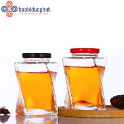 Chai thủy tinh trong suốt hình dạng xoắn đựng mật ong 500ml
