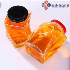 Chai thủy tinh trong suốt hình dạng xoắn đựng mật ong 500ml