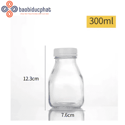 Chai thuỷ tinh vuông lùn miệng rộng nắp nhựa 300ml - 500ml