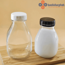Chai thuỷ tinh vuông lùn miệng rộng nắp nhựa 300ml - 500ml