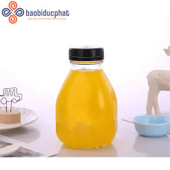 Chai thuỷ tinh vuông lùn miệng rộng nắp nhựa 300ml - 500ml