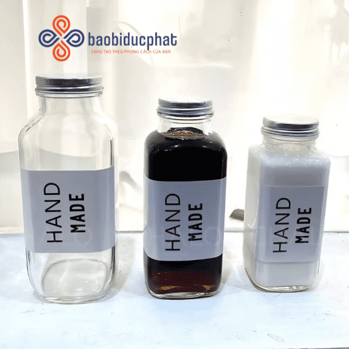 Chai thủy tinh vuông tám cạnh 180ml 250ml 300ml 350ml 500ml