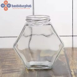 Hũ đựng mật ong trong suốt hình lục giác 250ml 500ml