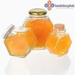 Hũ đựng mật ong trong suốt hình lục giác 250ml 500ml