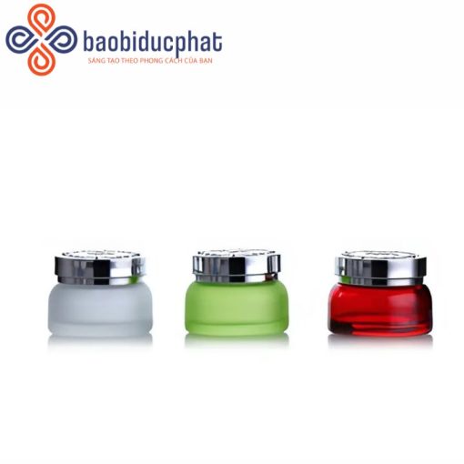 Hũ thủy tinh đựng kem dưỡng da màu đỏ/ xanh lá/ mờ/ xám 30g 50g
