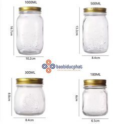 Hũ thủy tinh đựng mật ong nhiều dung tích