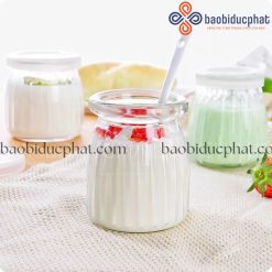 Hũ thủy tinh đựng sữa chua dáng sọc 200ml