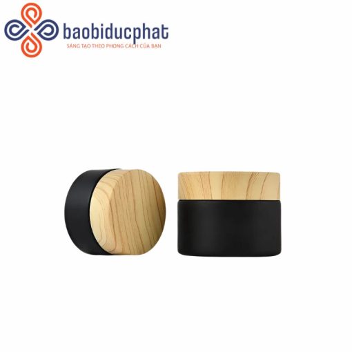Hũ thủy tinh mờ màu đen đựng mỹ phẩm 15g 30g 50g