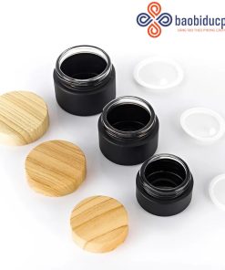 Hũ thủy tinh mờ màu đen đựng mỹ phẩm 15g 30g 50g