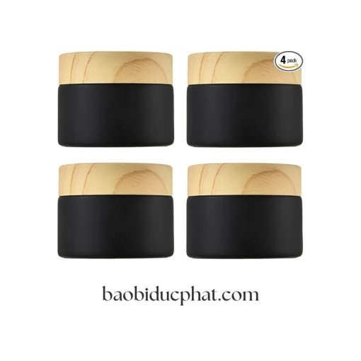 Hũ thủy tinh mờ màu đen đựng mỹ phẩm 15g 30g 50g