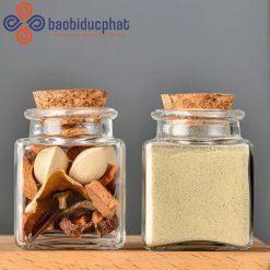 Hũ thủy tinh vuông đựng đồ khô nắp bần 350ml