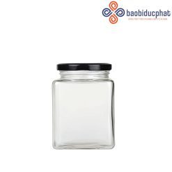 Hũ thủy tinh vuông nắp thiếc đựng mứt, mật ong 730ml