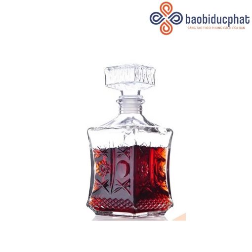 Bình thủy tinh đựng rượu cao cấp dáng đẹp 750ml