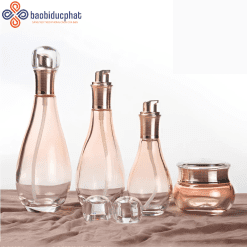 Bộ mỹ phẩm thủy tinh cao cấp màu hồng trong suốt