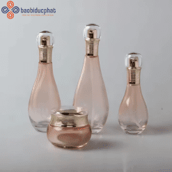 Bộ mỹ phẩm thủy tinh cao cấp màu hồng trong suốt