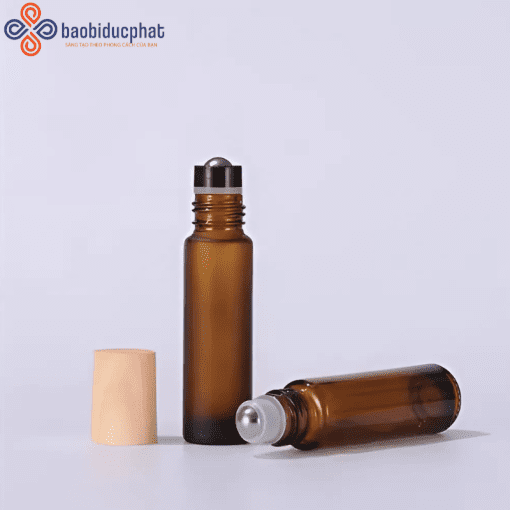 Chai lọ đựng tinh dầu dạng bi lăn màu nâu 10ml