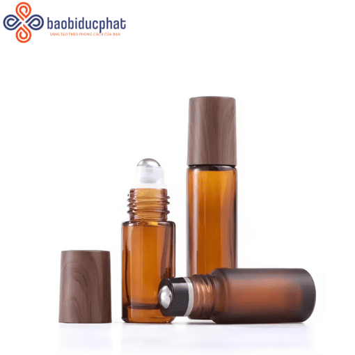 Chai lọ đựng tinh dầu dạng bi lăn màu nâu 10ml