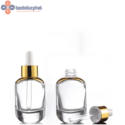 Chai nhỏ giọt thủy tinh trong suốt hình bầu dục 30ml