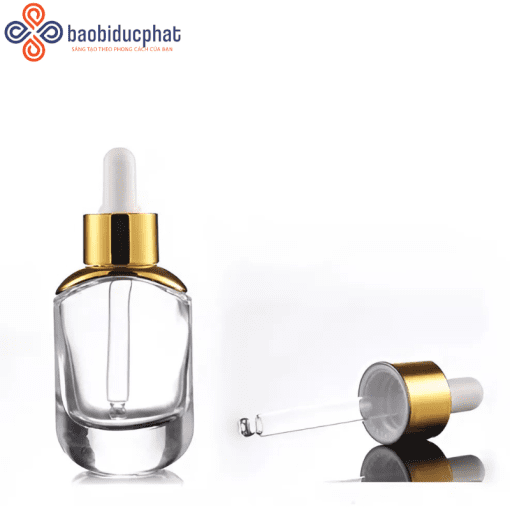 Chai nhỏ giọt thủy tinh trong suốt hình bầu dục 30ml