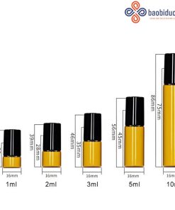 Chai thủy tinh lăn mini màu hổ phách nhiều dung tích