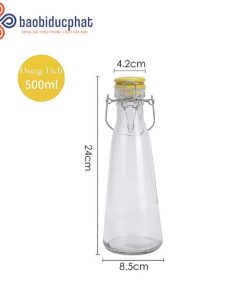 Chai thủy tinh nắp sứ gọng sắt nắp màu ngẫu nhiên 500ml