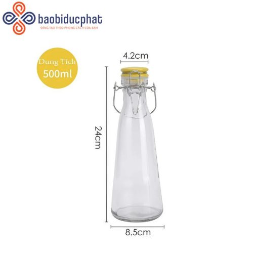 Chai thủy tinh nắp sứ gọng sắt nắp màu ngẫu nhiên 500ml