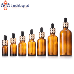 Lọ chiết serum bóp giọt khoen vàng sọc vằn 50ml/100ml