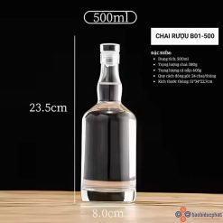 Chai đựng rượu thủy tinh B01-500