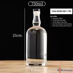 Chai đựng rượu thủy tinh B01-750