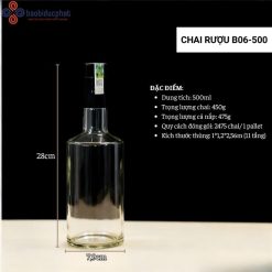 Chai đựng rượu thủy tinh B06-500