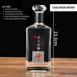 Chai đựng rượu thủy tinh RD500