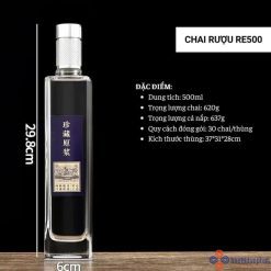 Chai đựng rượu thủy tinh RE500