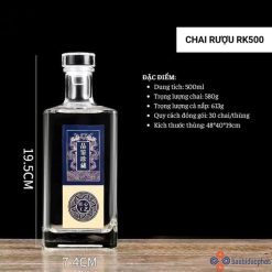 Chai đựng rượu thủy tinh RK500