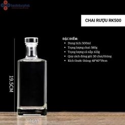 Chai đựng rượu thủy tinh RK500