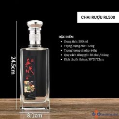 Chai đựng rượu thủy tinh RL500