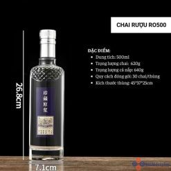 Chai đựng rượu thủy tinh RO500