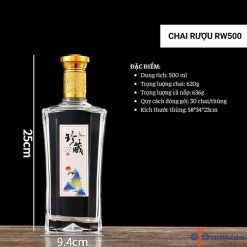 Chai đựng rượu thủy tinh RW500